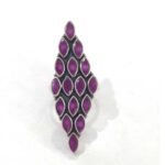 Oxidized 925 Sterling Silver Women Ring Adjustable | Silver Rings | Gift for Girl Friend | Red Stone Studded - Image 2