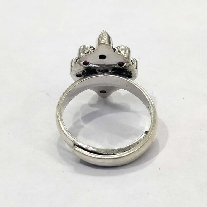 Oxidized 925 Sterling Silver Women Ring Adjustable | Silver Rings | Gift for Girl Friend | Red & White Zircon Stone Studded - Image 3