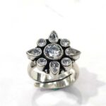 Oxidized 925 Sterling  Silver Women Ring Adjustable | Silver Rings | Gift for Girl Friend |  White Stone Studded