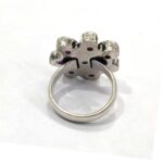 Oxidized 925 Sterling  Silver Women Ring Adjustable | Silver Rings | Gift for Girl Friend | Red & White Stone Studded - Image 3