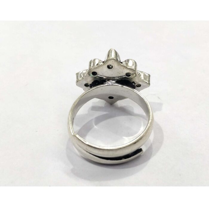 Oxidized 925 Sterling  Silver Women Ring Adjustable | Silver Rings | Gift for Girl Friend |  White Stone Studded - Image 3