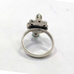 Oxidized 925 Sterling  Silver Women Ring Adjustable | Silver Rings | Gift for Girl Friend | Red & Green Stone Studded - Image 3