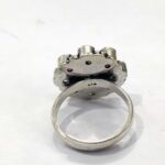 Oxidized 925 Sterling  Silver Women Ring Adjustable | Silver Rings | Gift for Girl Friend | Red & White Stone Studded - Image 3