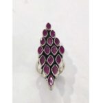 Oxidized 925 Sterling Silver Women Ring Adjustable | Silver Rings | Gift for Girl Friend | Red Stone Studded