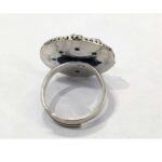 Oxidized 925 Sterling  Silver Women Ring Adjustable | Silver Rings | Gift for Girl Friend | Green & Red Stone Studded - Image 3