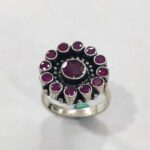 Oxidized 925 Sterling Silver Women Ring Adjustable | Silver Rings | Gift for Girl Friend | Red Stone Studded