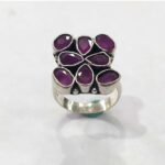 Oxidized 925 Sterling Silver Women Ring Adjustable | Silver Rings | Gift for Girl Friend | Red Stone Studded