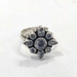 Oxidized 925 Sterling  Silver Women Ring Adjustable | Silver Rings | Gift for Girl Friend |  White Stone Studded - Image 2