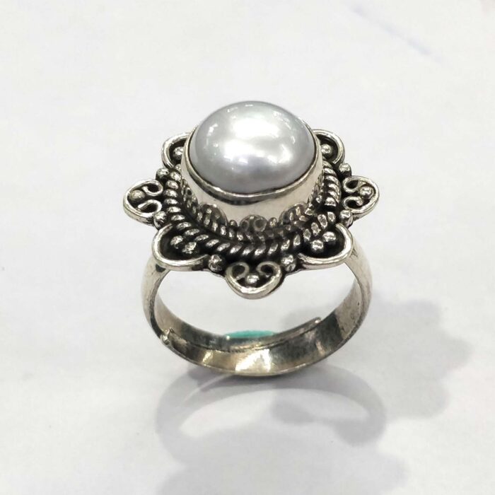 Oxidized 925 Sterling  Silver Women Ring Adjustable | Silver Rings | Gift for Wife | Stone Studded - Image 1