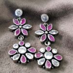 925 Silver Beautiful Cut Stones Hangings Earrings | Silver Earrings | Best for Girls | Hangings in Silver