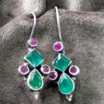 925 Silver Beautiful Hook Cut Stone Earrings | Silver Earrings | Best for Girls | Hangings in Silver