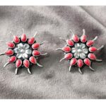 925 Silver Beautiful Red Coral Color Stone Earrings | Silver Earrings | Best for Girls