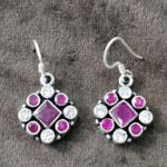 925 Silver Beautiful Hook Cut Stone Earrings | Silver Earrings | Best for Girls | Hangings in Silver