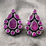 925 Silver Beautiful Red Cut Stone Earrings | Silver Earrings | Best for Girls