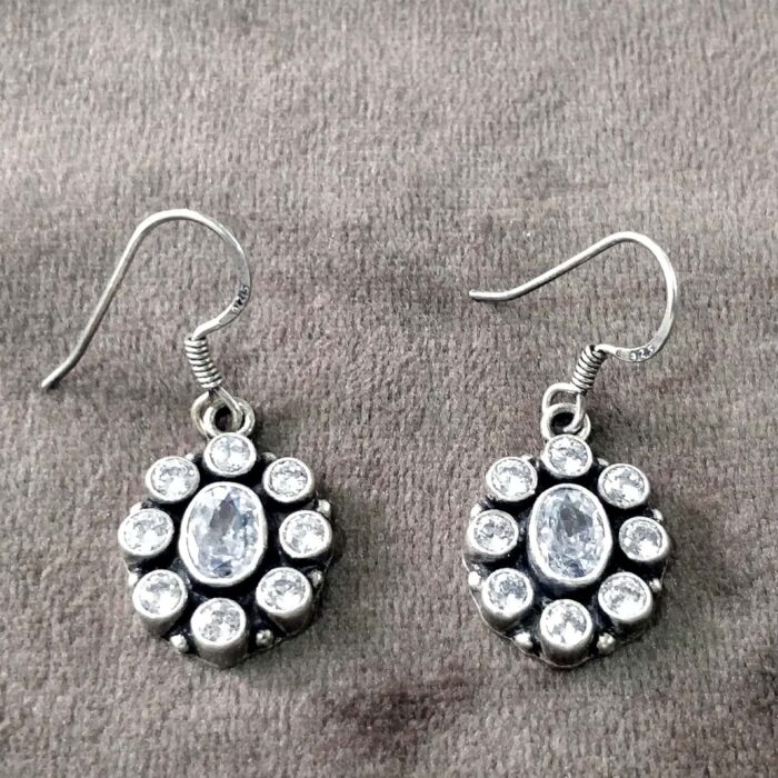 925 Silver Beautiful Hook Earrings | Silver Earrings | Best for Girls | Hangings in Silver - Image 1