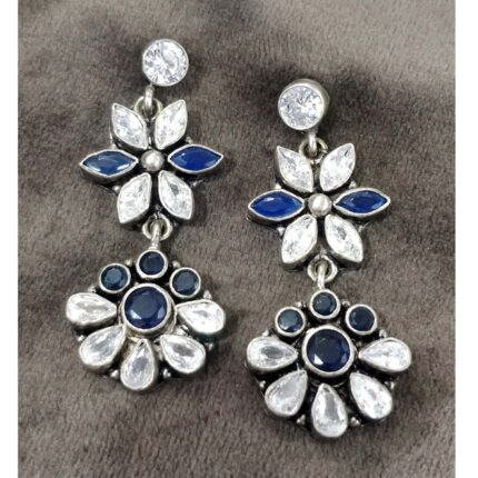 925 Silver Beautiful Cut Stones Hangings Earrings | Silver Earrings | Best for Girls | Hangings in Silver