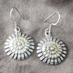 925 Silver Beautiful Hook Sun  Earrings in Golden & Silver | Silver Earrings | Best for Girls | Hangings in Silver