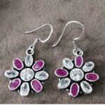 925 Silver Beautiful Hook Cut Stone Earrings | Silver Earrings | Best for Girls | Hangings in Silver