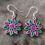 925 Silver Beautiful Hook Cut Stone Earrings | Silver Earrings | Best for Girls | Hangings in Silver