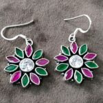 925 Silver Beautiful Hook Cut Stone Earrings | Silver Earrings | Best for Girls | Hangings in Silver