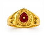 22k Hallmarked Gold Brahma Kumaris Ring with Red Meenakari – Om Shanti Spiritual Jewelry | Sai Jewellers -BKGR017 - Image 5