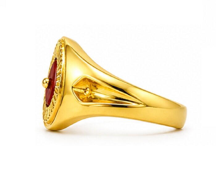 22k Hallmarked Gold Brahma Kumaris Ring with Red Meenakari – Om Shanti Spiritual Jewelry | Sai Jewellers -BKGR017 - Image 9