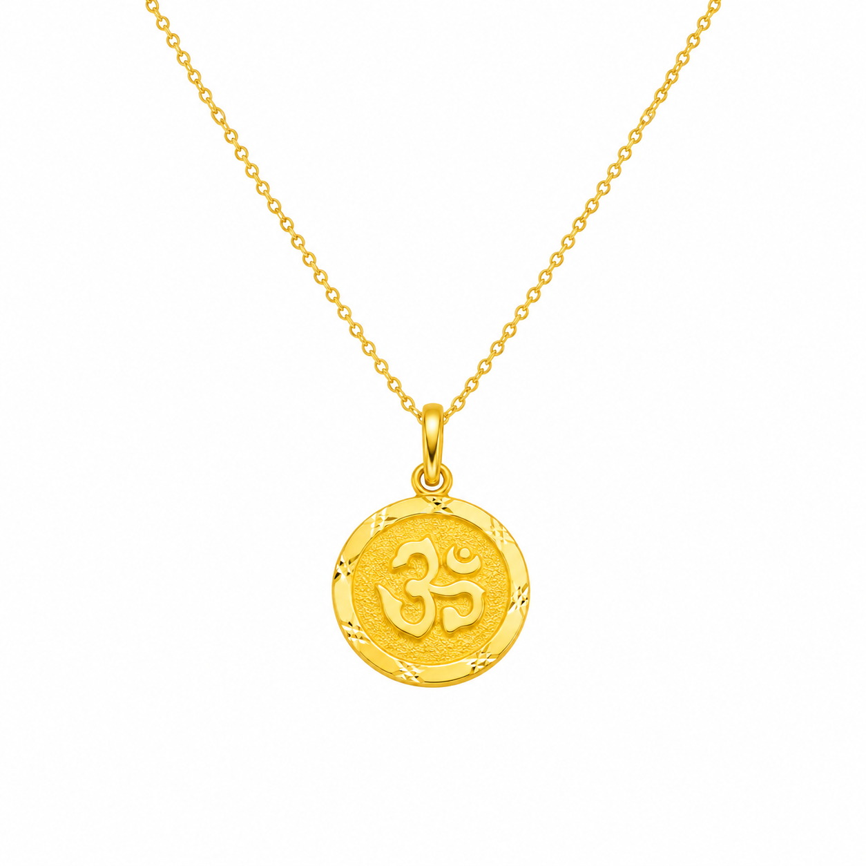 Gold Round OM Pendant
