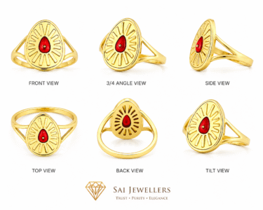 22k Hallmarked Lightweight Brahma Kumaris Gold Ring – Divine Om Shanti Symbol | Sai Jewellers -BKGR28 - Image 3