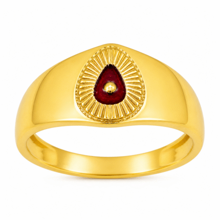 22k Hallmarked Gold Baba Ring – Red Brahma Kumaris Symbol Ring | Sai Jewellers Abu Road