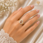 22k Hallmarked Gold Brahma Kumaris Ring – White Signity Stone & Red Symbol Meenakari | Sai Jewellers -BKGR27 - Image 2