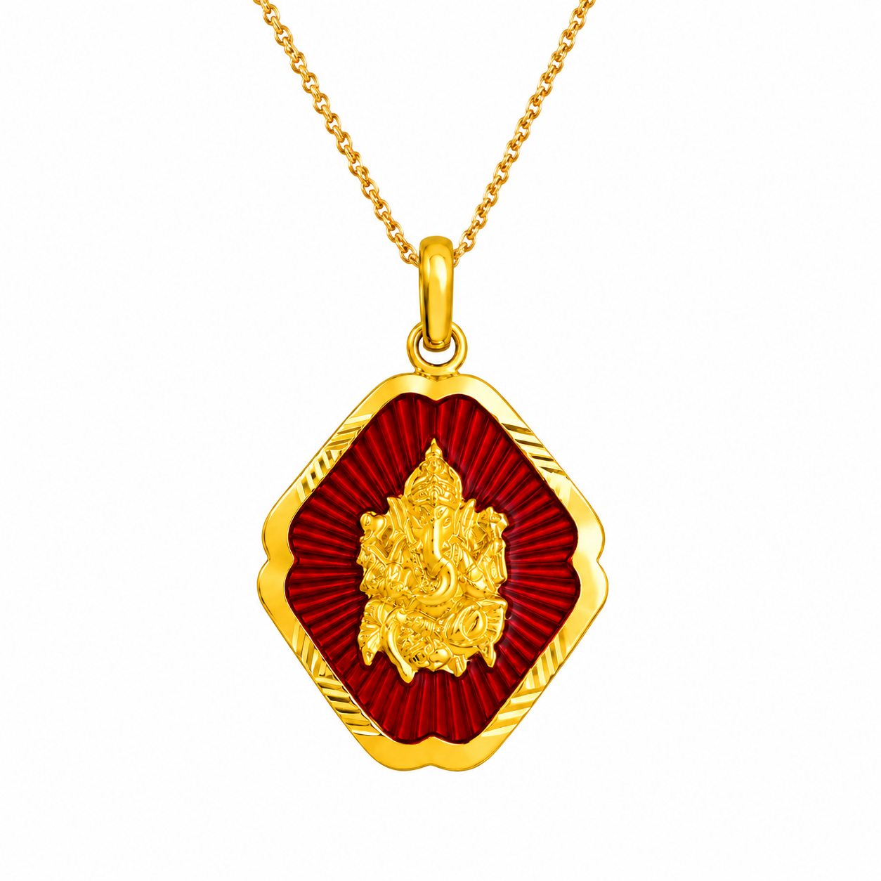 22K Hallmarked Gold Ganpati Pendant – Lightweight Divine Design (0.880 gm) | Sai Jewellers-GFP01
