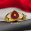 22K gold Brahma Kumaris Shiv Baba ring with red teardrop design and golden point at center, symbolizing the Supreme Soul – Sai Jewellers.