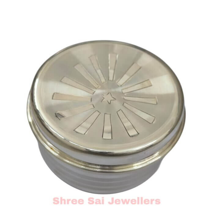 925 Hallmarked Silver Baba Bhog Box for Puja Offerings