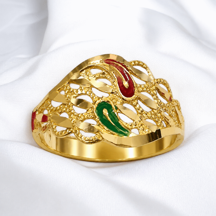 g2 Gold Meenakari Paisley Ring