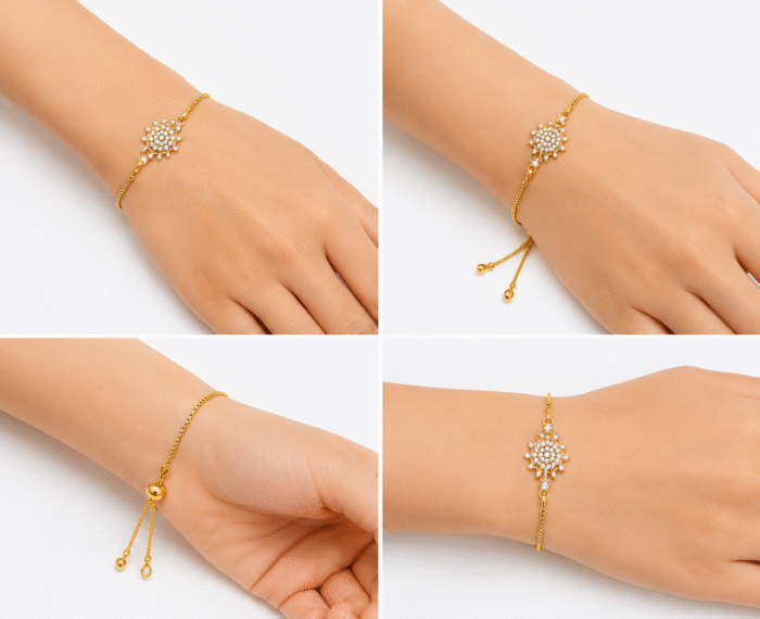 Lightweight 22K Gold Chain Bracelet with Sparkling Cluster | 3.260gm -SSJGB6 - Image 4