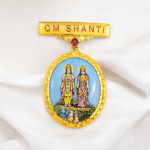22k hallmarked gold Laxmi Narayan badge with Om Shanti design by Sai Jewellers Abu Road