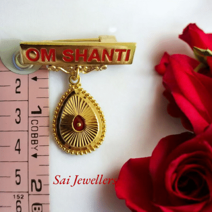 22k Hallmarked Gold Om Shanti Badge – 2.100gm | Spiritual Jewellery by Sai Jewellers