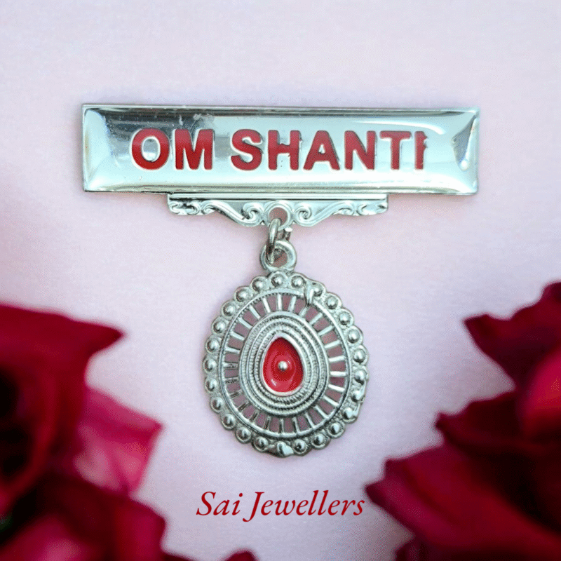 925 silver badge, Brahma Kumaris Om Shanti badge,