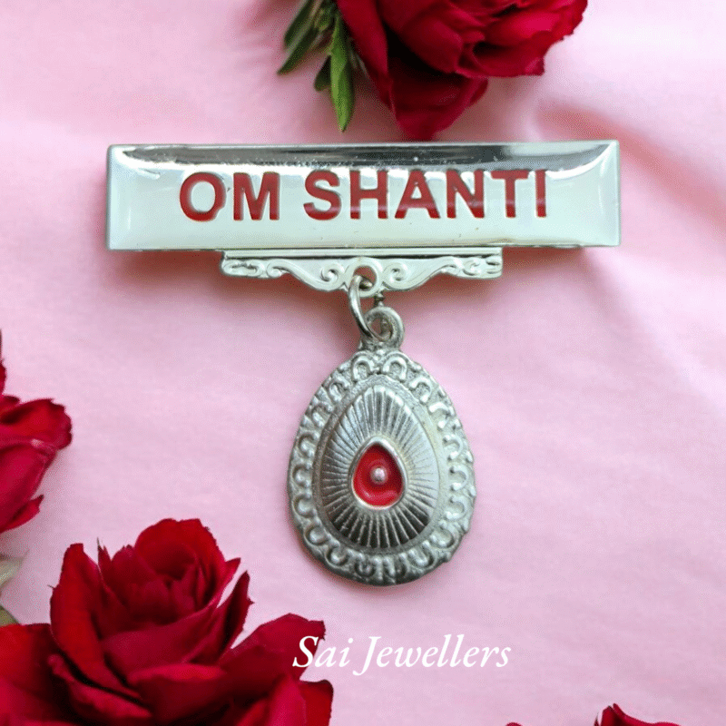 925 silver badge, Brahma Kumaris Om Shanti badge,