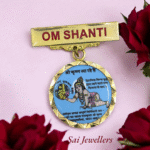 22k hallmarked gold Shri Krishna badge with unbreakable meena, Om Shanti Brahma Kumaris gold jewellery, 2.720gm spiritual badge
