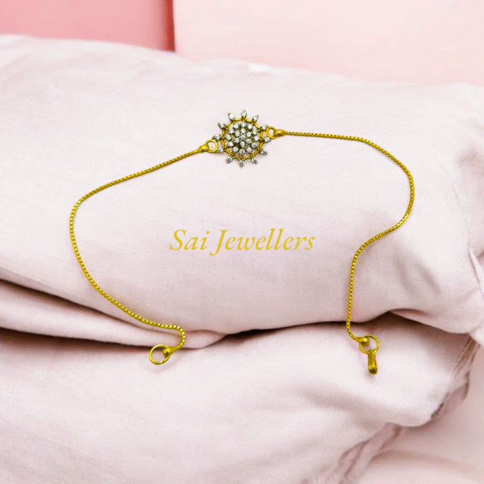 Lightweight 22K Gold Chain Bracelet with Sparkling Cluster | 3.260gm -SSJGB06 - Image 3