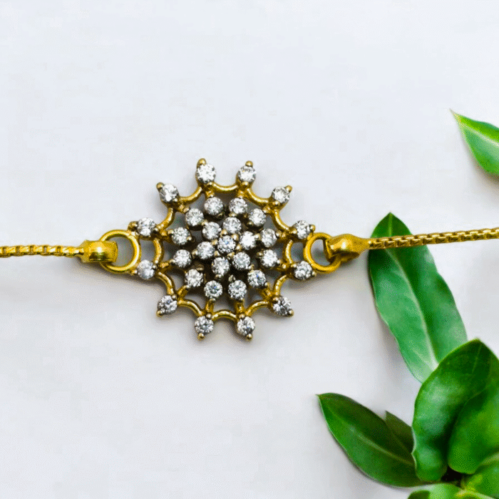 Lightweight 22K Gold Chain Bracelet with Sparkling Cluster | 3.260gm -SSJGB06 - Image 2