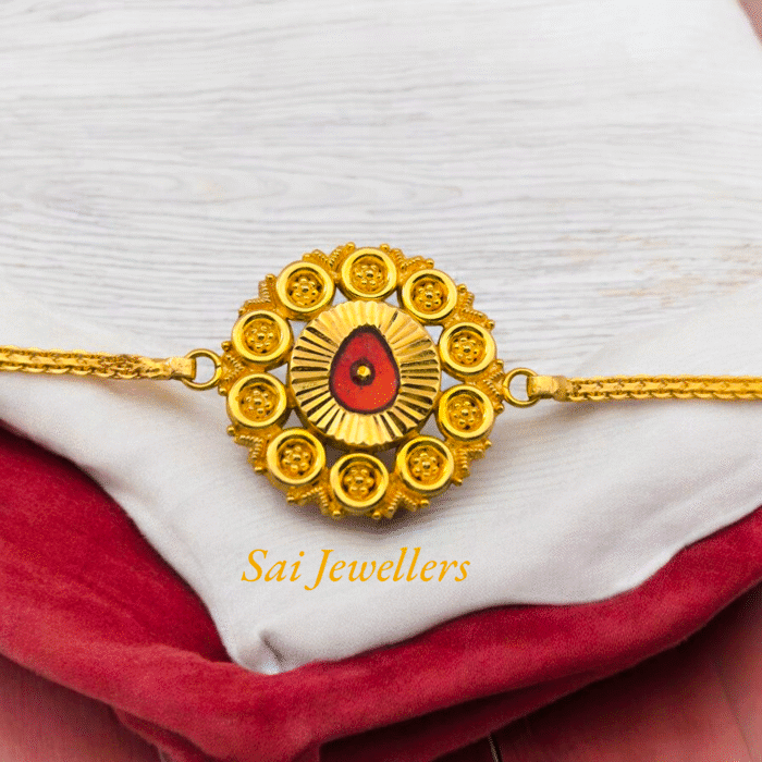 Brahma Kumaris 22K Hallmarked Gold Rakhi Bracelet | 3.520gm | Adjustable 16-18cm | Free Shipping in India-SSJGB10 - Image 3