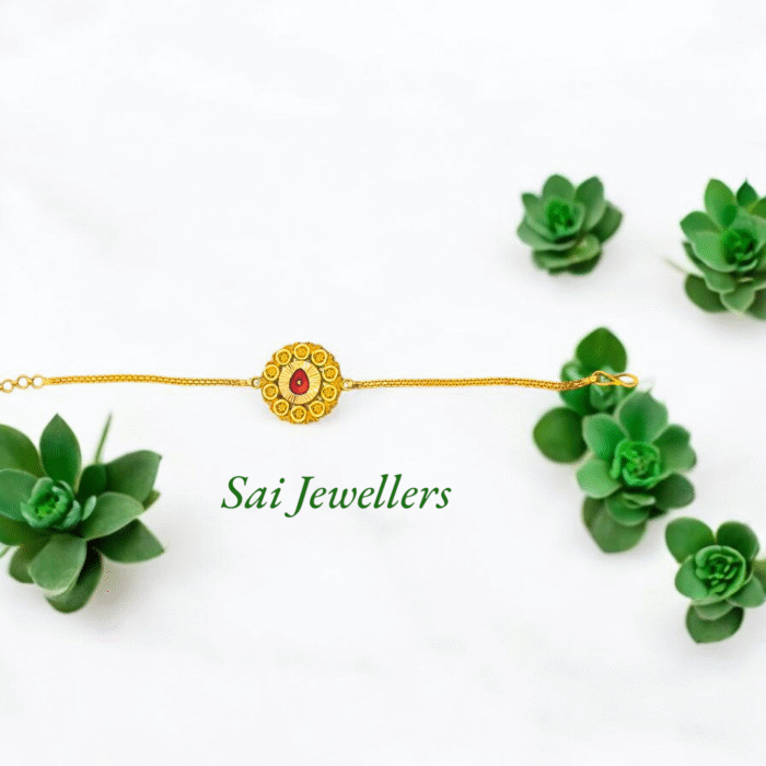 Brahma Kumaris 22K Hallmarked Gold Rakhi Bracelet | 3.520gm | Adjustable 16-18cm | Free Shipping in India-SSJGB10 - Image 4