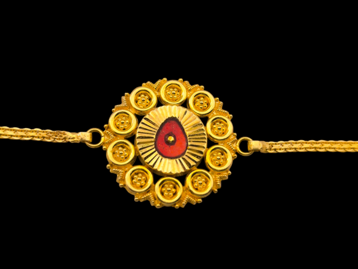 Brahma Kumaris 22K Hallmarked Gold Rakhi Bracelet | 3.520gm | Adjustable 16-18cm | Free Shipping in India-SSJGB10 - Image 5