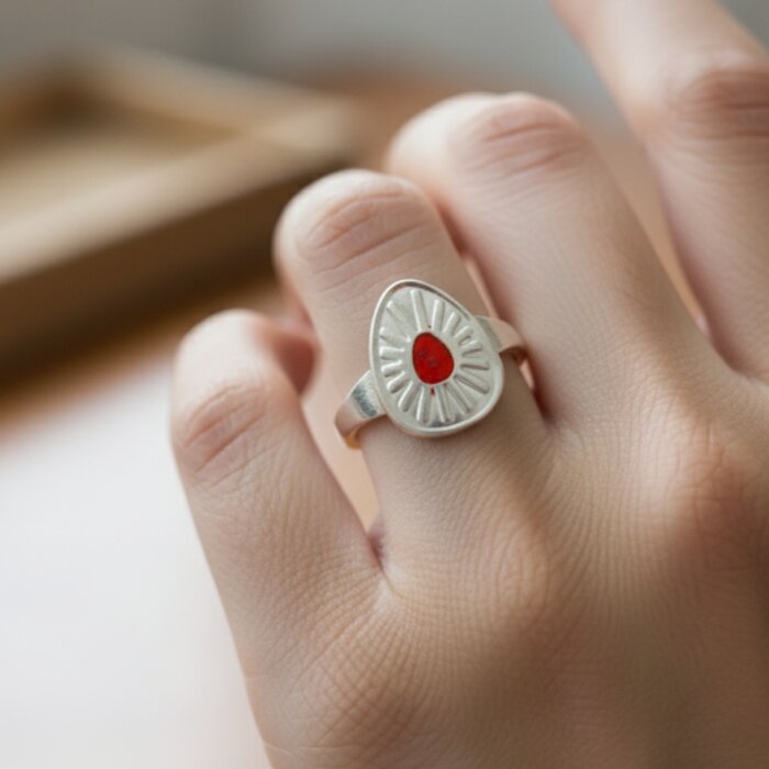 B.K Baba Spiritual Silver Ring in 92.5 Sterling Silver – BKSR17 - Image 1