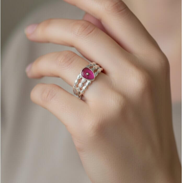 B.K Baba Spiritual Silver Ring in 92.5 Sterling Silver – BKSR14 - Image 1