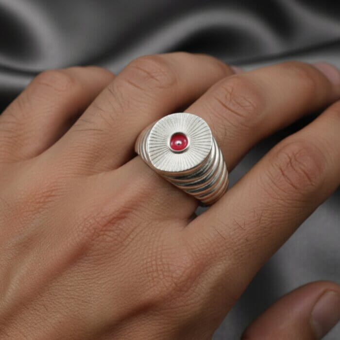Picsart_25-09-25_22-08-29-021 B.K Baba Spiritual Silver Ring in 92.5 Sterling Silver – BKSR13 - Image 1