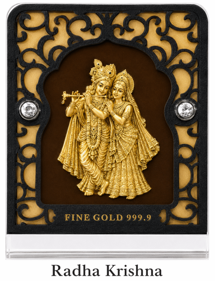 gga1 24K Gold Radha Krishna Photo Frame – Divine Gift Under ₹2000 | Sai Jewellers Abu Road