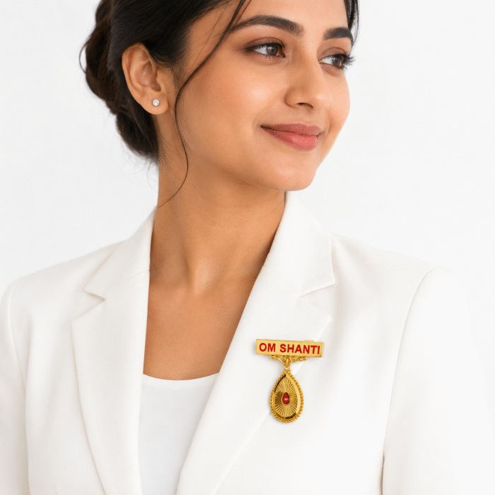 22K Hallmarked Gold Om Shanti Badge – 2.100 gm | Spiritual Jewellery by Sai Jewellers- BKGB43 - Image 3